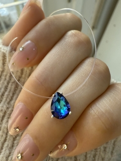 Tanza dije Swarovski gota 6mm azul