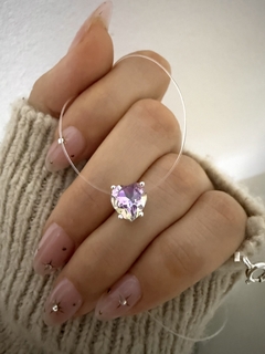 Tanza dije corazón Swarovski lila/celeste - comprar online
