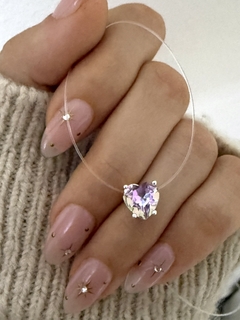 Tanza dije corazón Swarovski lila/celeste