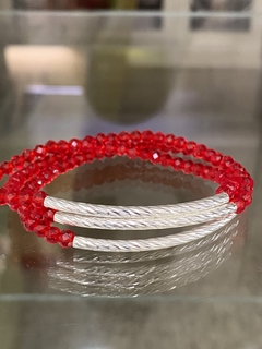 Pulsera cristal rojo con barra