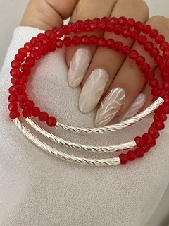 Pulsera cristal rojo con barra en internet