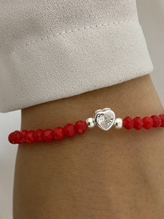 Pulsera roja cristal corazon CUBIC - comprar online