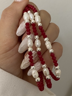 Pulsera cristal perla de río elastizada