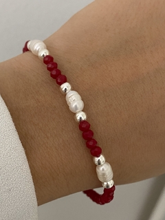 Pulsera cristal perla de río elastizada en internet