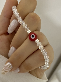 Pulsera cristal elastizada transparente y ojo rojo - comprar online