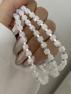 Pulsera cristal cubo blanco y cubito (elastizada) - comprar online