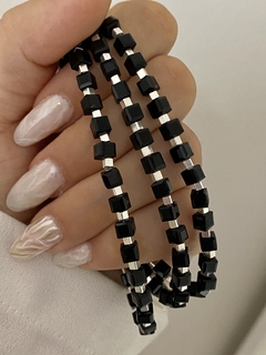Pulsera cristal cubo negro y cubito (elastizada) - comprar online