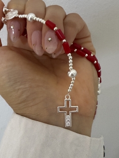 Rosario rectángulos rojos sagrado corazón 55 cm en internet