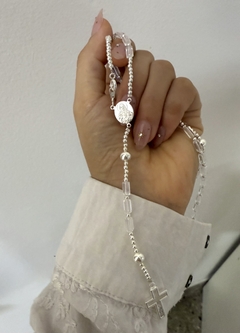 Rosario rectángulo traslúcido sagrado corazón 55 cm - Vogamayorista