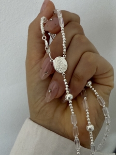 Rosario rectángulo traslúcido sagrado corazón 55 cm