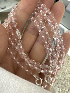 Pulsera cristal rosa traslúcido con cierre en internet