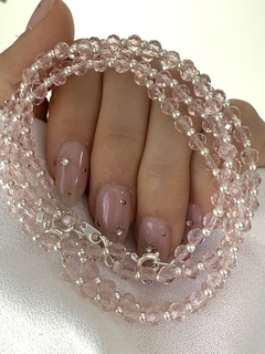 Pulsera cristal rosa traslúcido con cierre