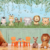 Papel de Parede Safari Infantil com Animais Fofinhos em Estilo Aquarela - comprar online
