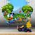 Papel de Parede Mickey e Amigos Andando de Skate com Efeito 3D - Personagens em Aventura no Parque