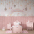 Papel de Parede Infantil Romântico com Arco-Íris, Flores e Casinhas de Pássaros na internet