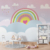Papel de Parede Arco-Íris Infantil Delicado com Nuvens e Corações Para Quarto e Sala