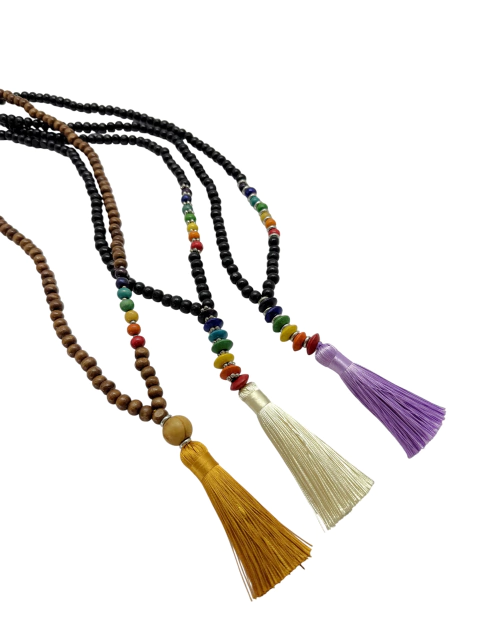 Japamala de madeira 108 contas - 7 chakras - comprar online