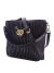 Bolsa transversal preta com textura plissada e detalhe dourado - comprar online