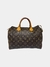 Bolsa Louis Vuitton Speedy 30 em canvas com estampa monograma marrom e alças em tom caramelo