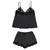 Short y Musculosa satén y puntillas Black - comprar online
