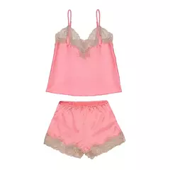 Short y Musculosa satén y puntillas Pink