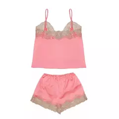 Short y Musculosa satén y puntillas Pink - comprar online