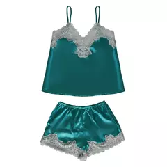 Short y Musculosa satén y puntillas Esmeralda