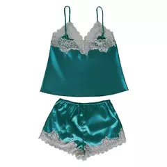 Short y Musculosa satén y puntillas Esmeralda - comprar online