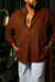 Camisa Gaia em Tricoline Marrom - loja online
