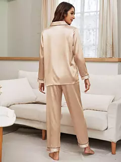 Pijama Americano de Cetim - Longo - Champagne - comprar online