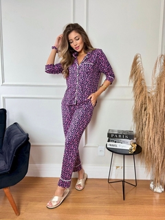 Pijama americano longo suede coração - comprar online
