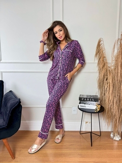 Pijama americano longo suede coração - LuaBella Pijameria