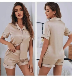 Pijama Americano de Cetim Champanhe