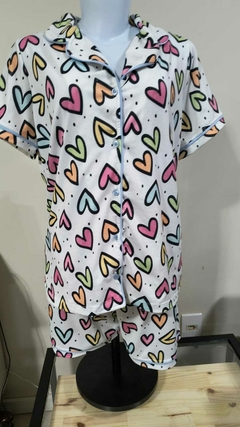 Pijama americano curto Corações