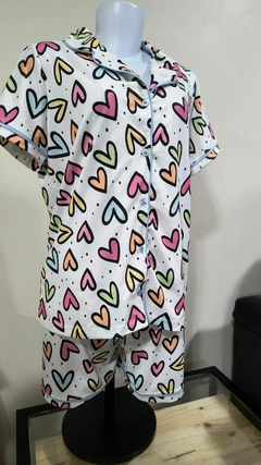Pijama americano curto Corações - comprar online