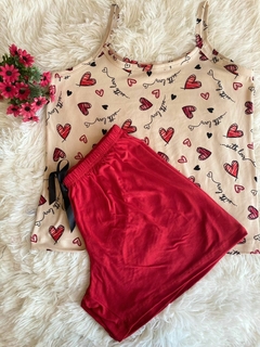 Pijama curto Alça - Corações