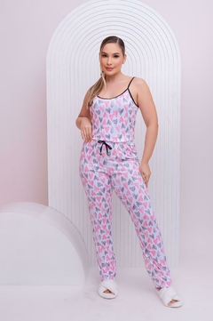 Pijama alcinha Corações Aquarela c/ calça