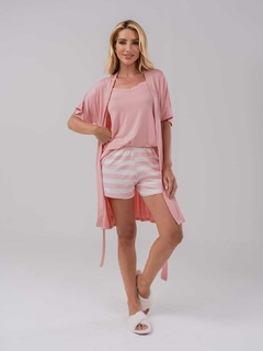 Pijama Alcinha e short Listrada Rosa - 219 - comprar online