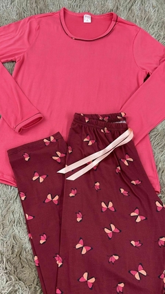 Pijama longo - Bordo Borboletas - 260 - comprar online