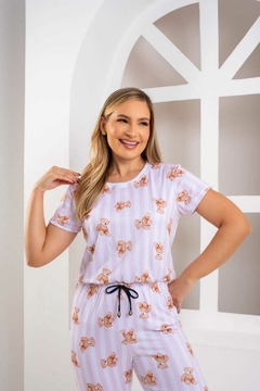 Pijama Manga curta e calça 236 na internet