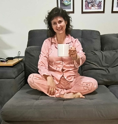 Pijama Americano Longo Algodão Rosa e Coelho na internet