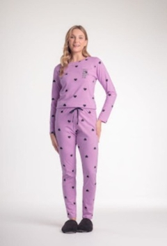 Pijama de Algodão Rosa e Corações - comprar online