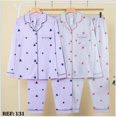 Pijama Americano Cinza c Vies e Corações Rosa - comprar online