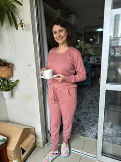 Pijama longo - Canelado - Rosa Envelhecido na internet