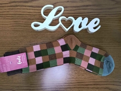 Meia - Xadrez (marron, rosa, verde) - comprar online