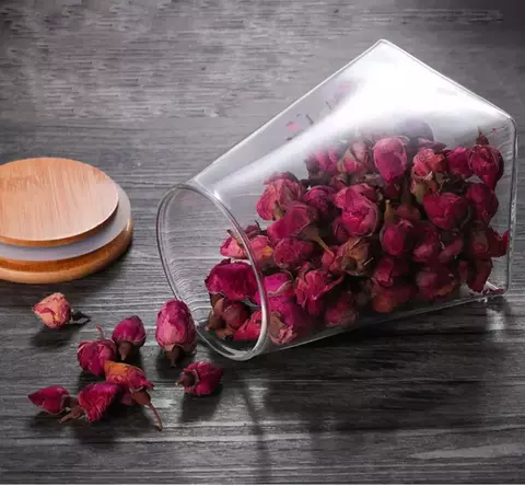 Pote vidro com tampa de madeira, Coffee Bean Chá Sugar