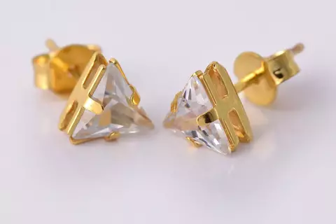 Brinco Triângulo de Zircônia Folheado