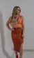 Saia midi de linha Laranja - Clau Queen Modas