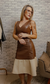 Vestido Midi de couro eco - Marrom