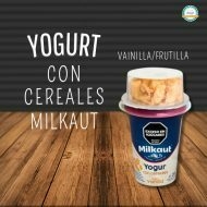 Yogurt Milkaut entera c/cereales 140g (vainilla/frutilla)